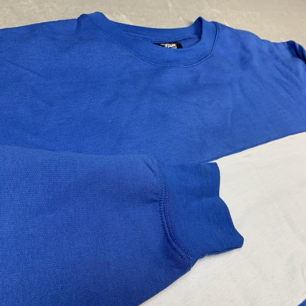 Fan Cloth Team Sweatshirt Mens XL Blue White Fleece Cotton Poly Blend Crew Neck